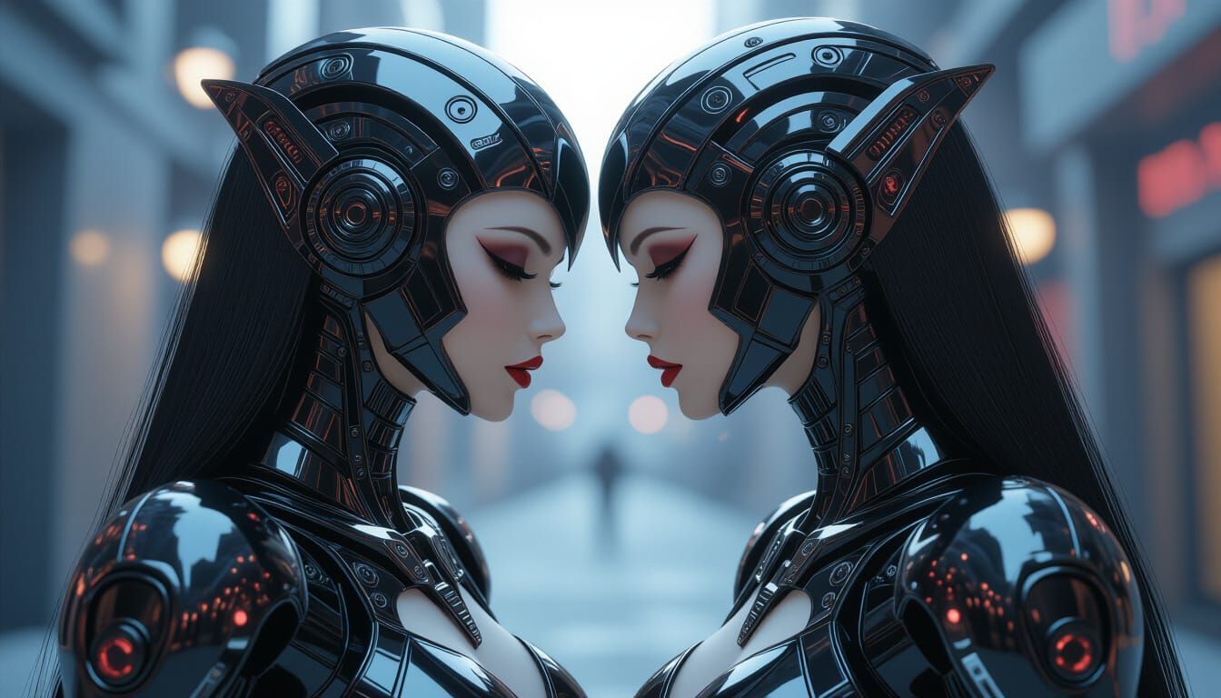 Goth Vampire Lovers with Intricate Mech Details