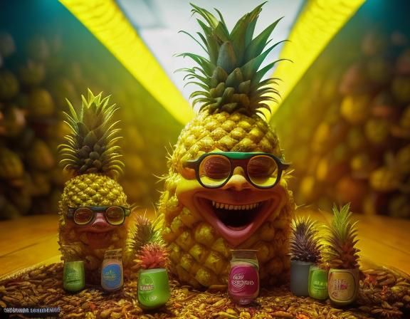 Happy Hippy Psychedelic Pineapples