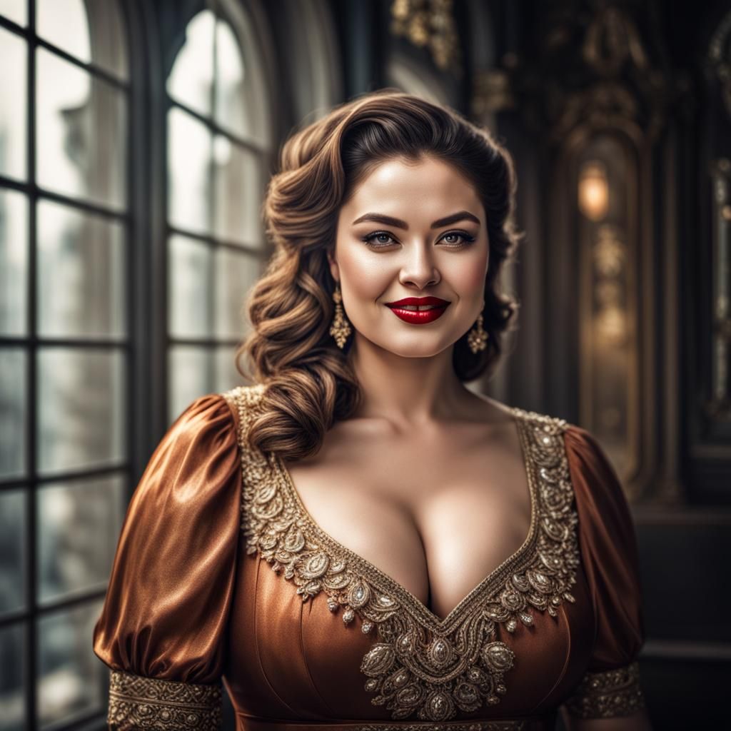 Hyperrealistic Portrait of a Beautiful Woman with Glossy Lip...