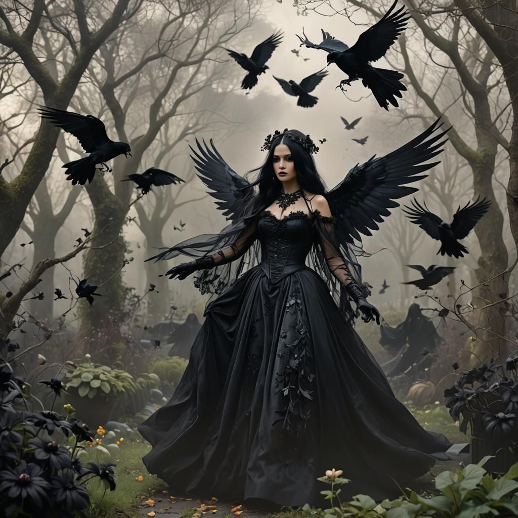 Dark Goth Angel in Ethereal Fantasy Art