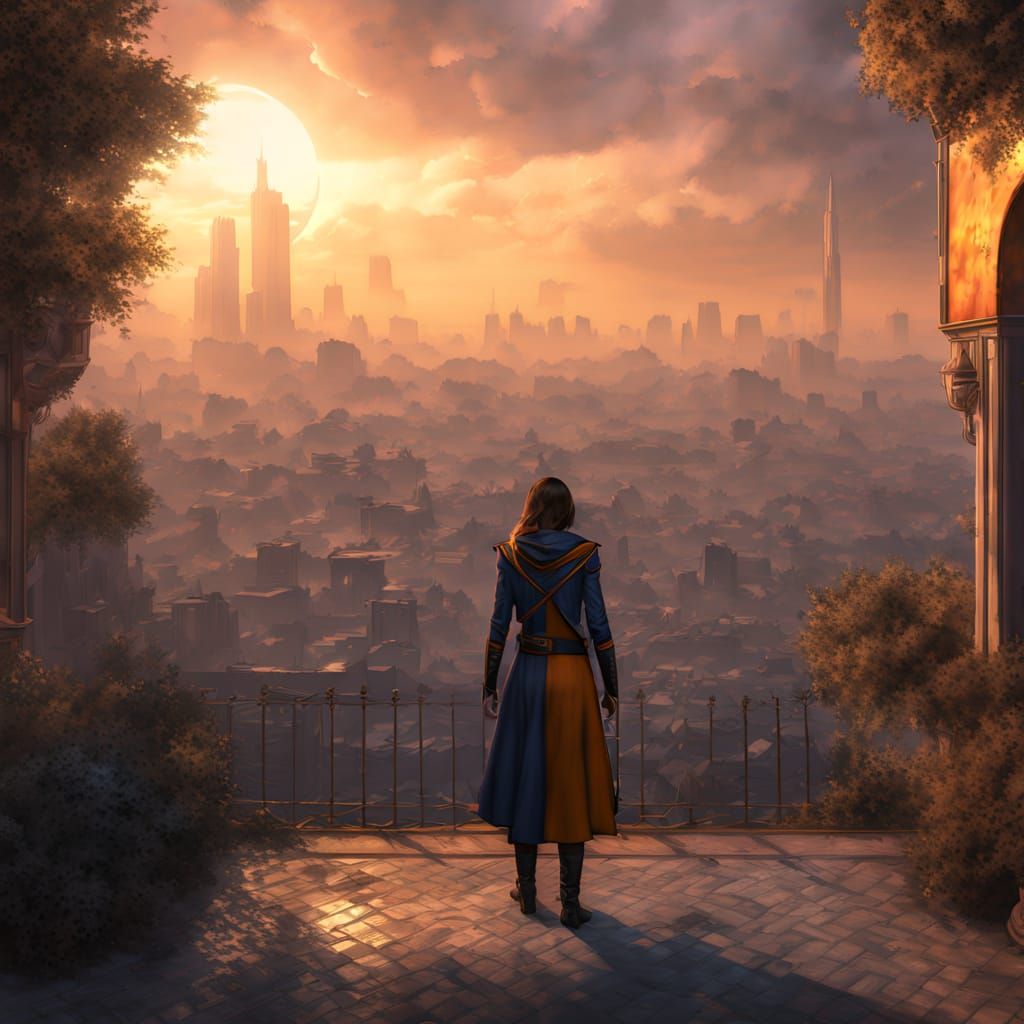 Vibrant Supergirl of Tehran in Dreamlike Cityscape