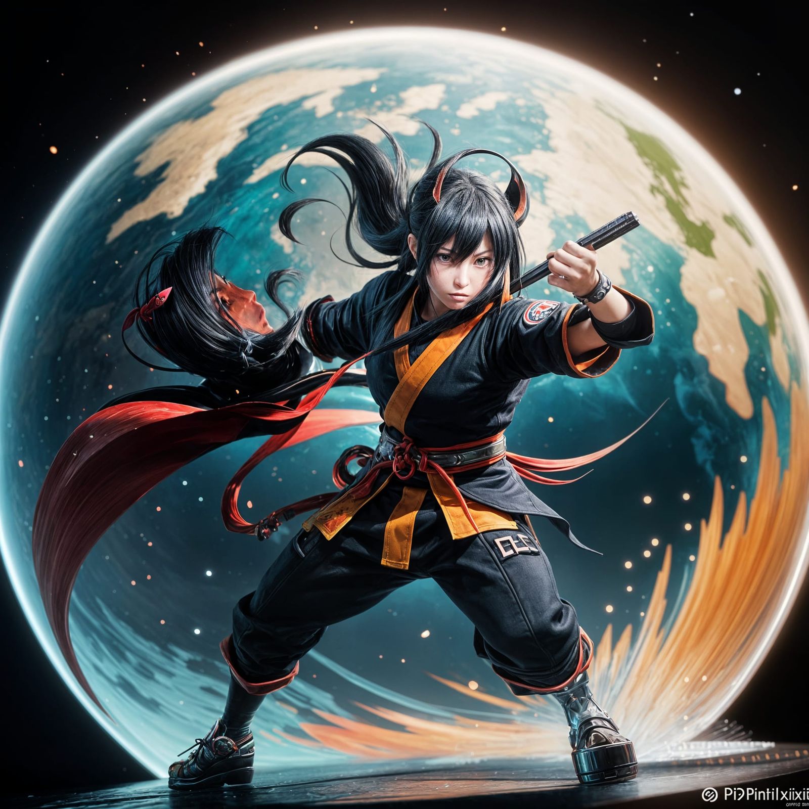 Chibi Ninja in 3D Anime Art Style