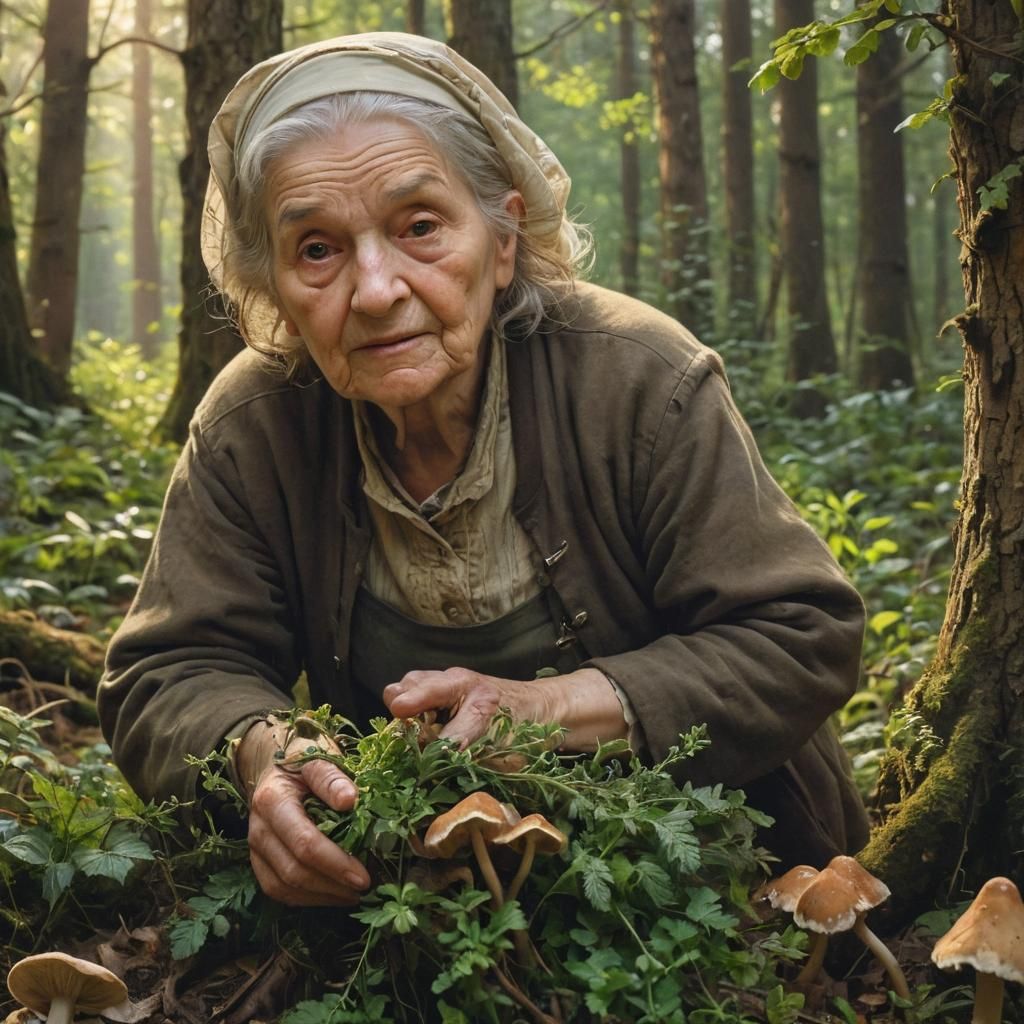 Renaissance Portrait: Woman Gathering Herbs in Spring
