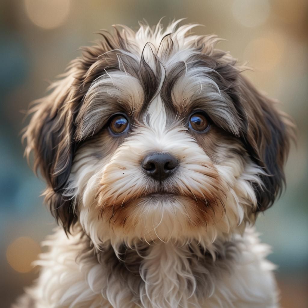 Surrealistic Havanese Puppy Portrait in Vivid Hyperrealism