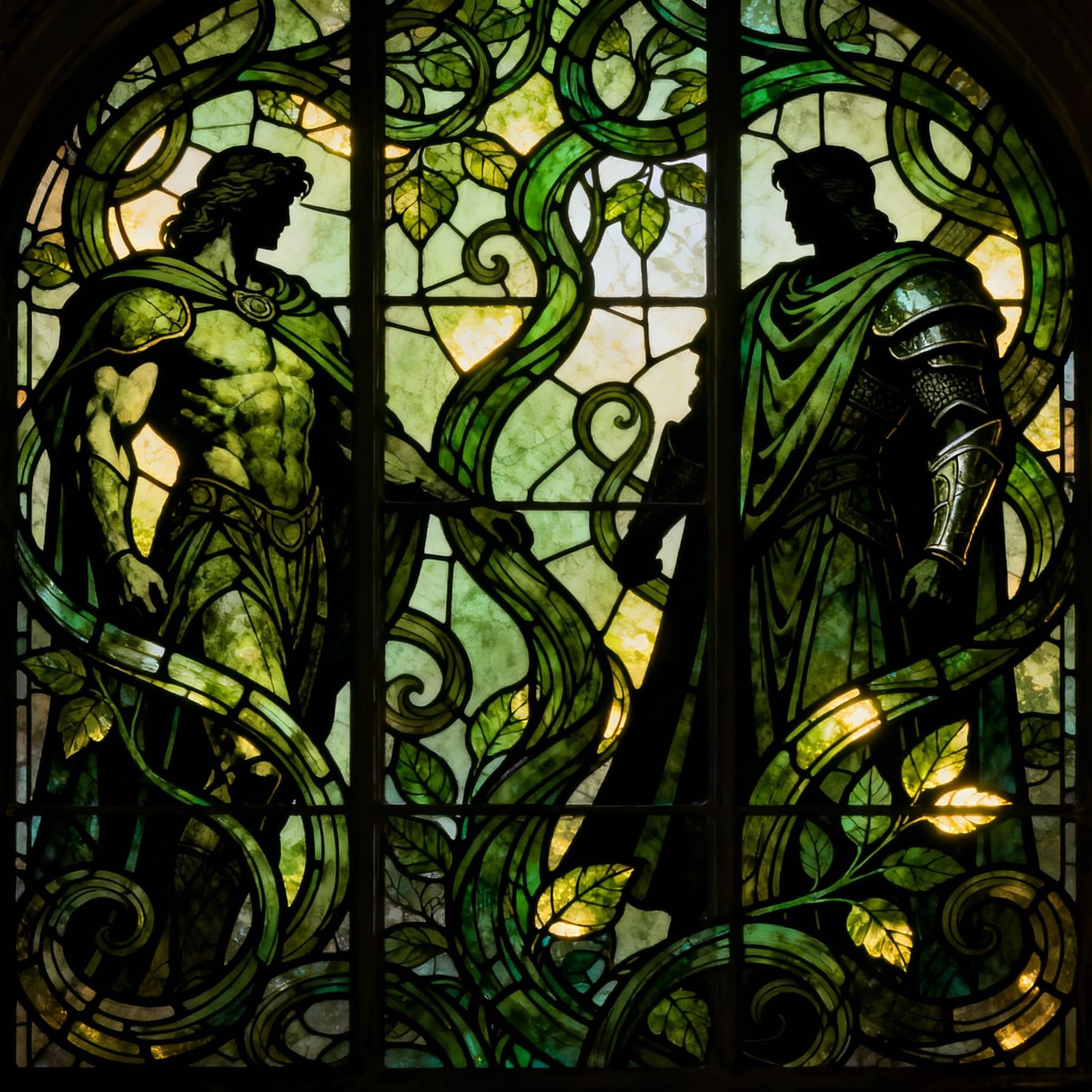 Art Nouveau Fantasy Stained Glass Window Art