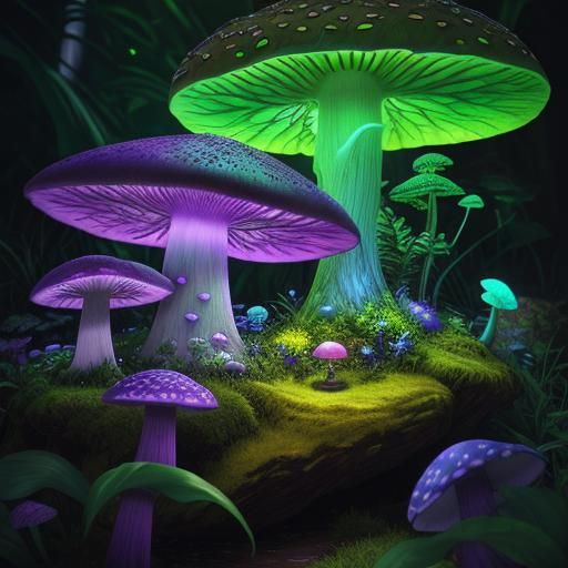 Mushroom Fairy on Glowing Mushroom: Fantasy Concept Art