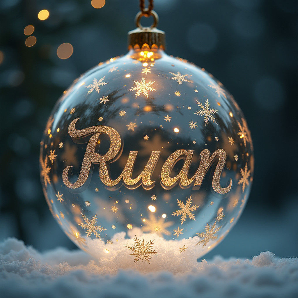 Intricate Christmas Bauble with Silver Calligraphy