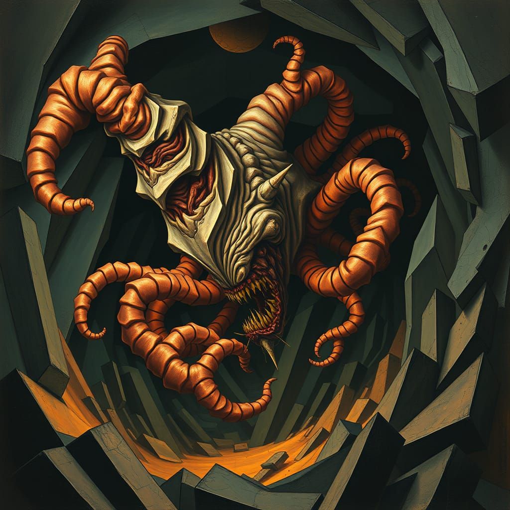 Eldritch Horror Unfolds in a Grotesque, Cubist Abyss