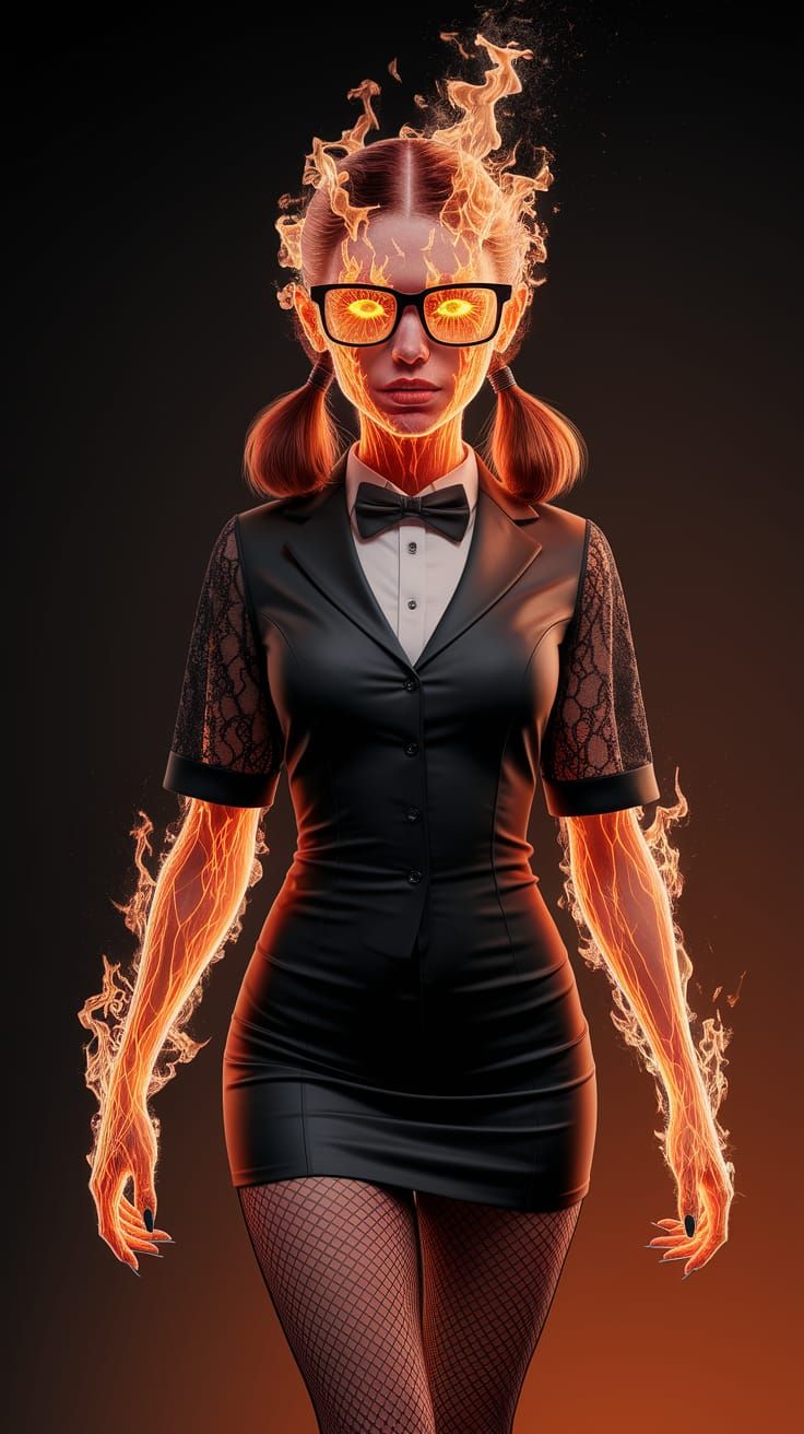 Fire Elemental in Office Attire