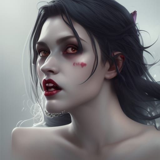 Vampire Goddess Portrait in Hyperdetailed Concept Art