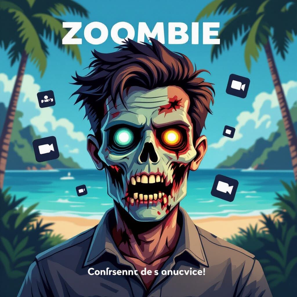 Cyber-Zombie in Dystopian Meme Style