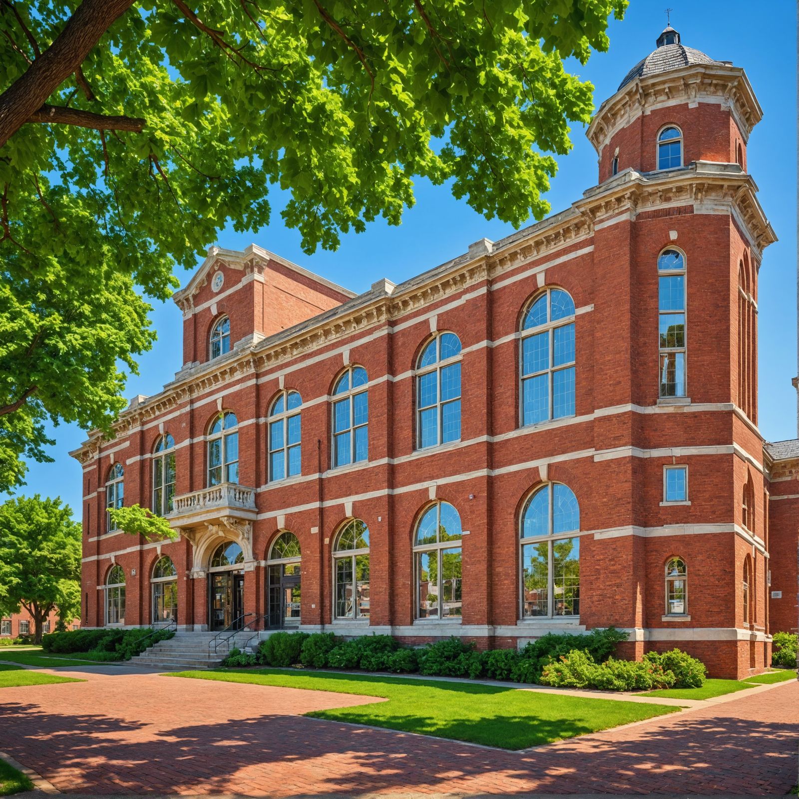 Elegant High School Building with Traditional Architecture