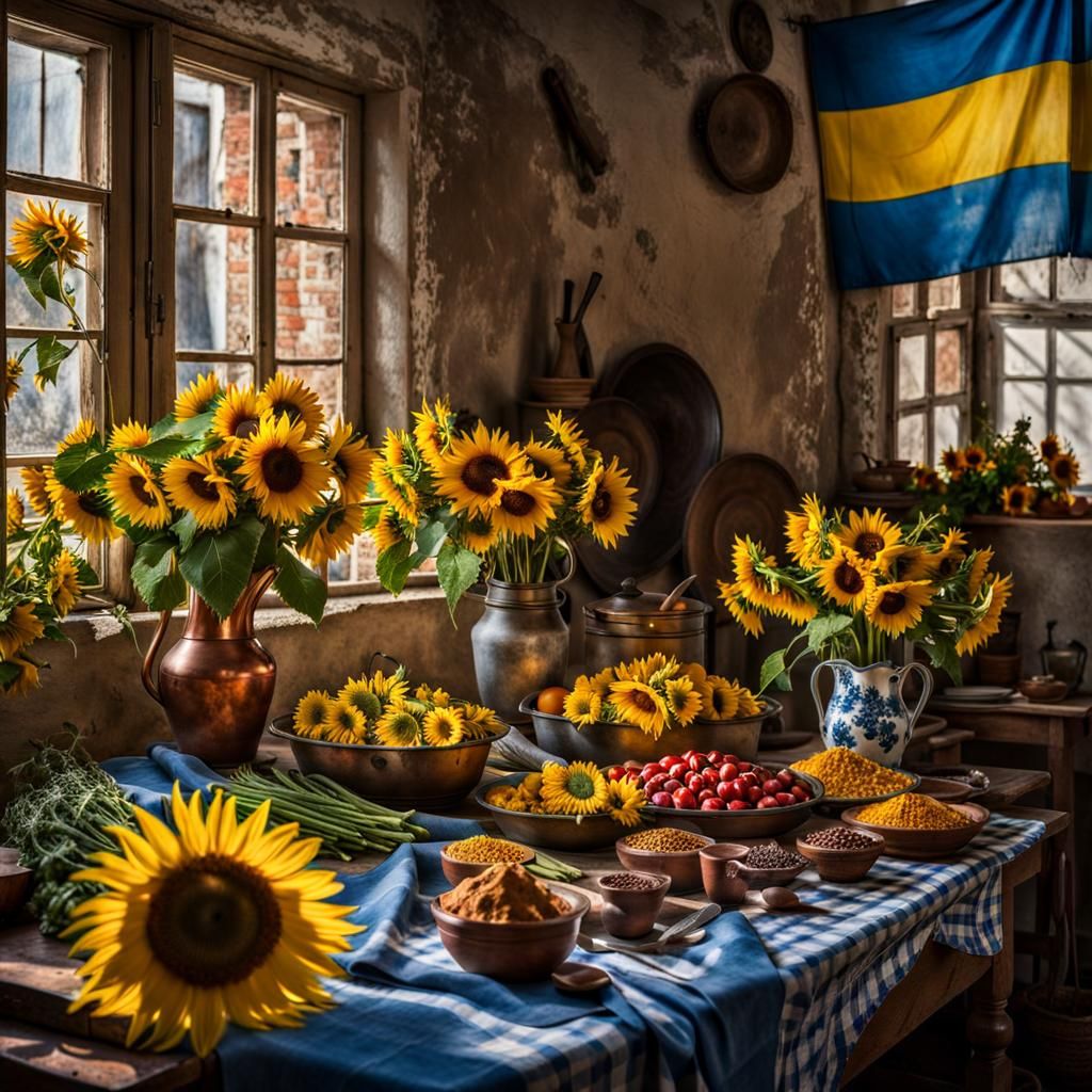 Ukrainian Flowers and Art in Hyperreal Style