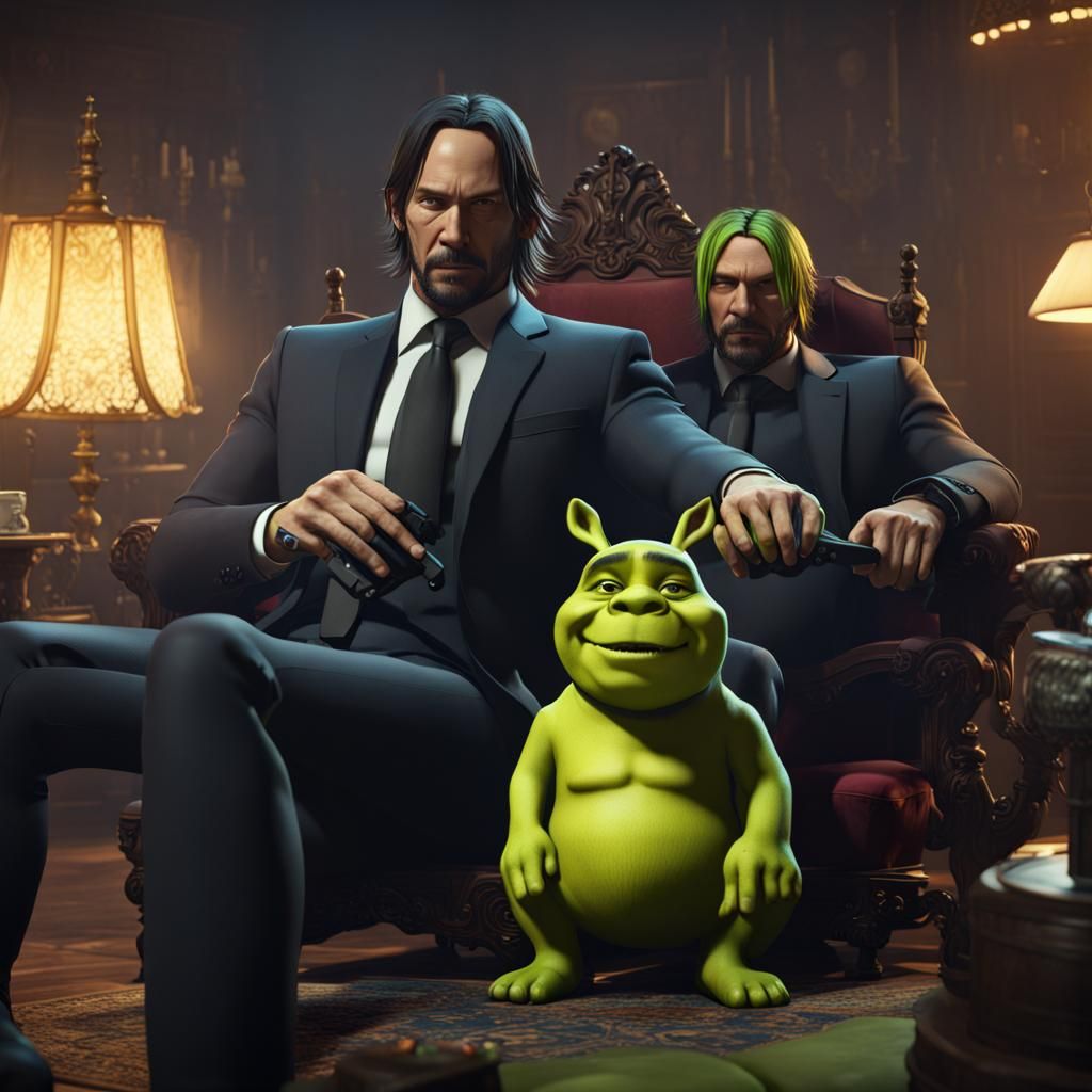 John Wick and Shrek Play Video Games