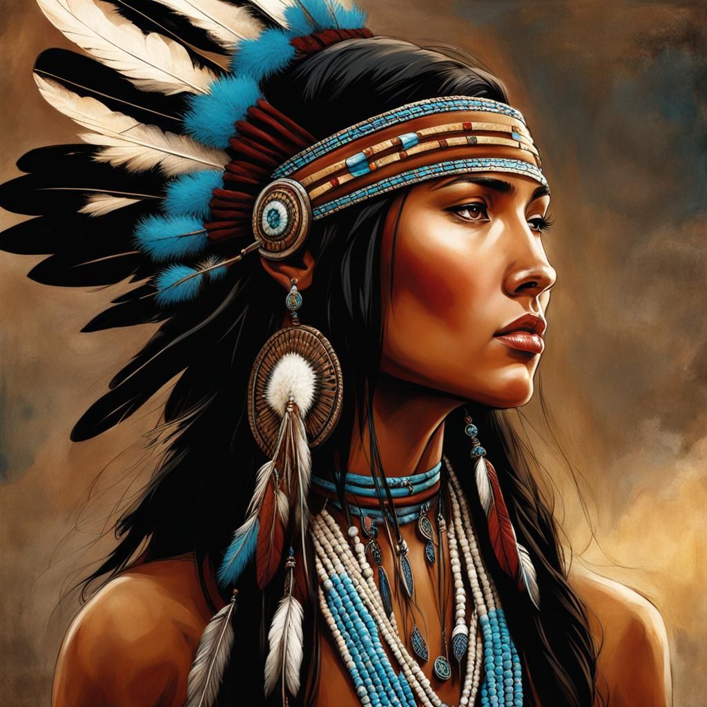 Dreamy Native American Portrait: Spiritual Mystery