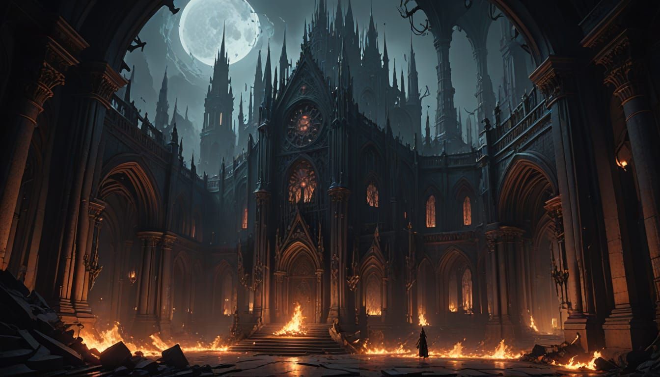 Surreal Hellish Altar Unveils Dark Mystique in 3D Anime Art