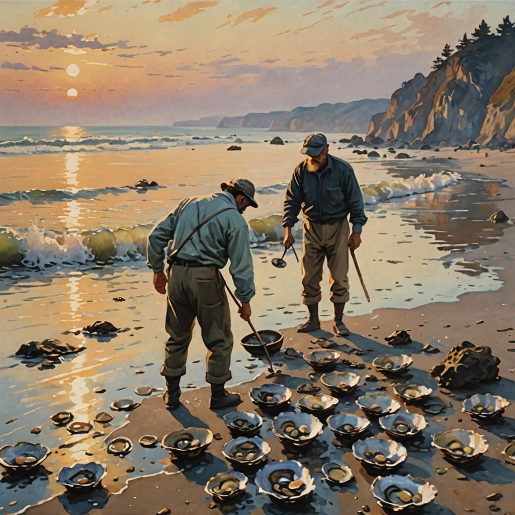Impressionistic Oyster Harvester at Sunset