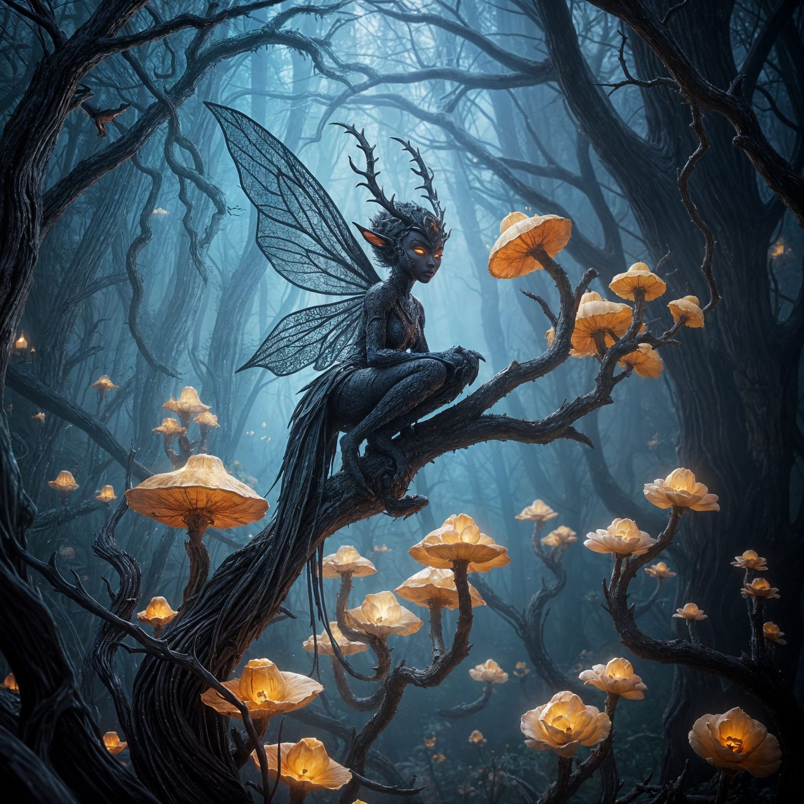 Dark Pixie in Detailed Matte Painting