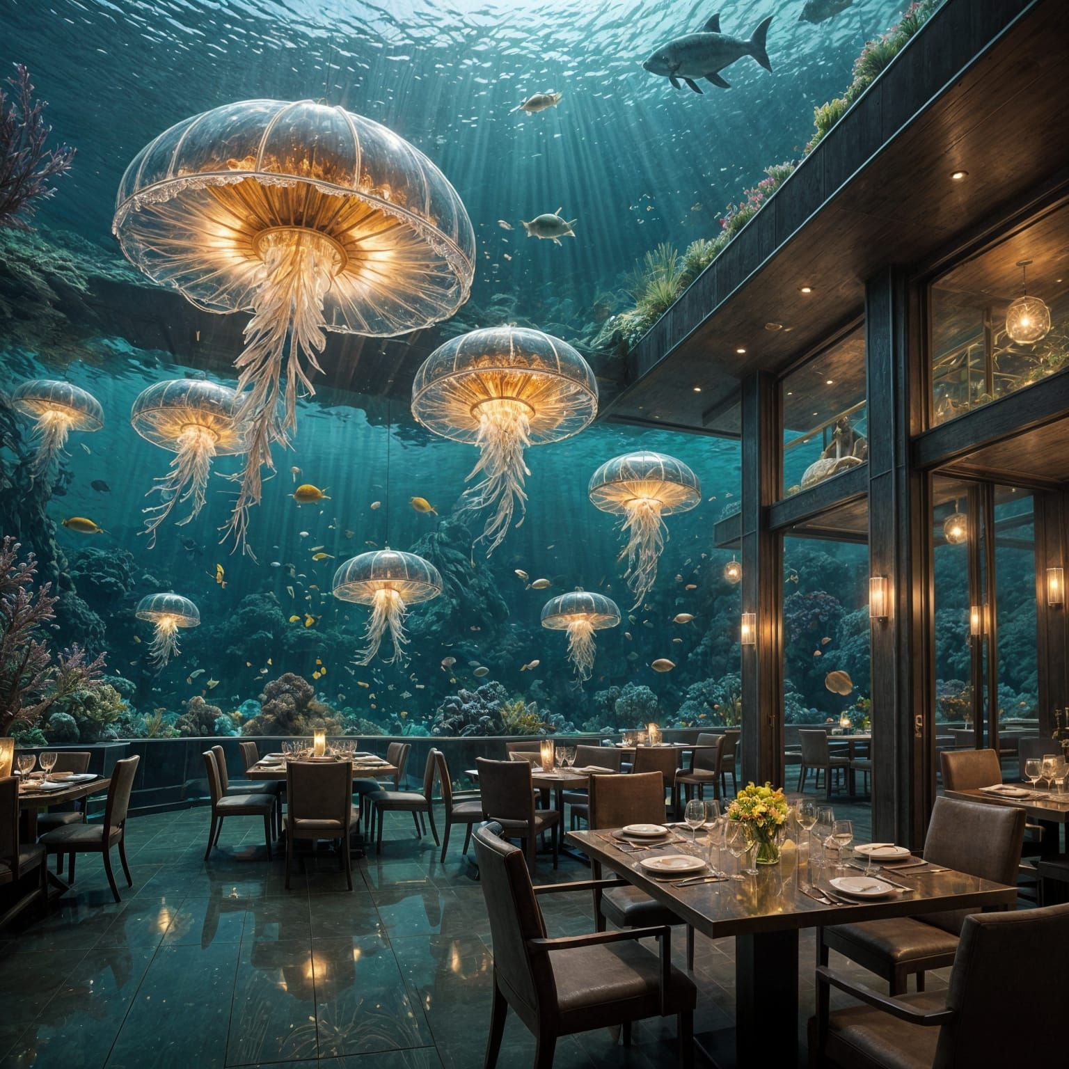 Surreal Underwater Dining Experience in Crystal Clear Glass ...