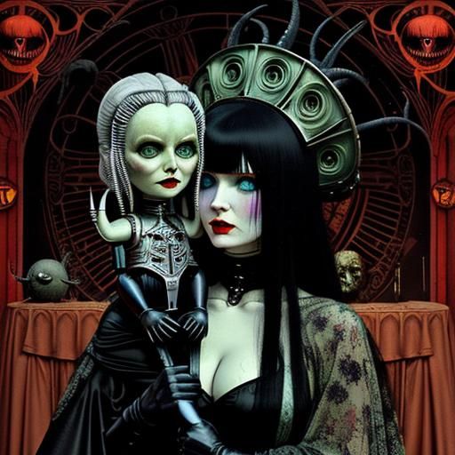 Surreal Martian Devil Girls in Art Nouveau Style