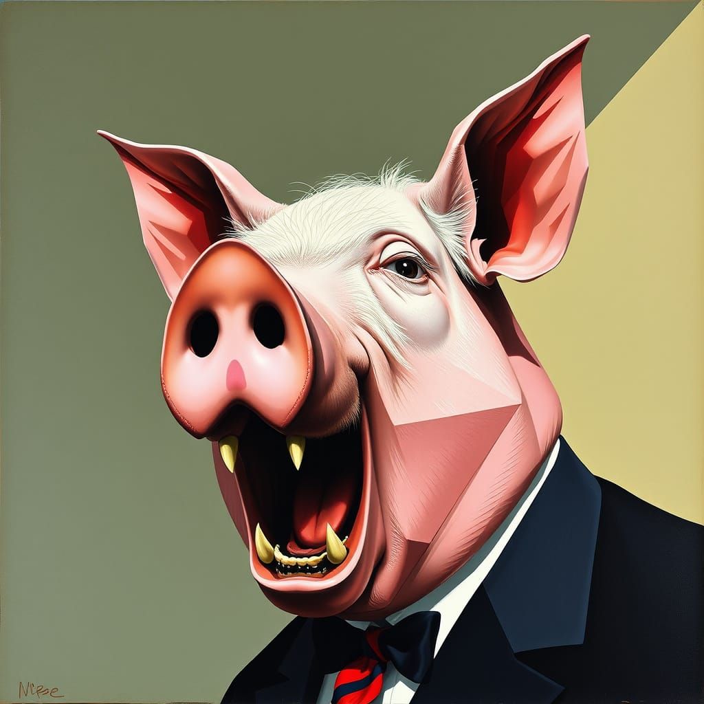 Geometric Abstract Portrait in Bacon Style