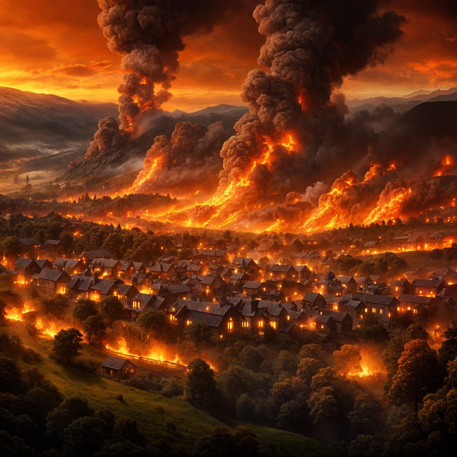 The Shire in Flames: Epic Digital Matte Painting