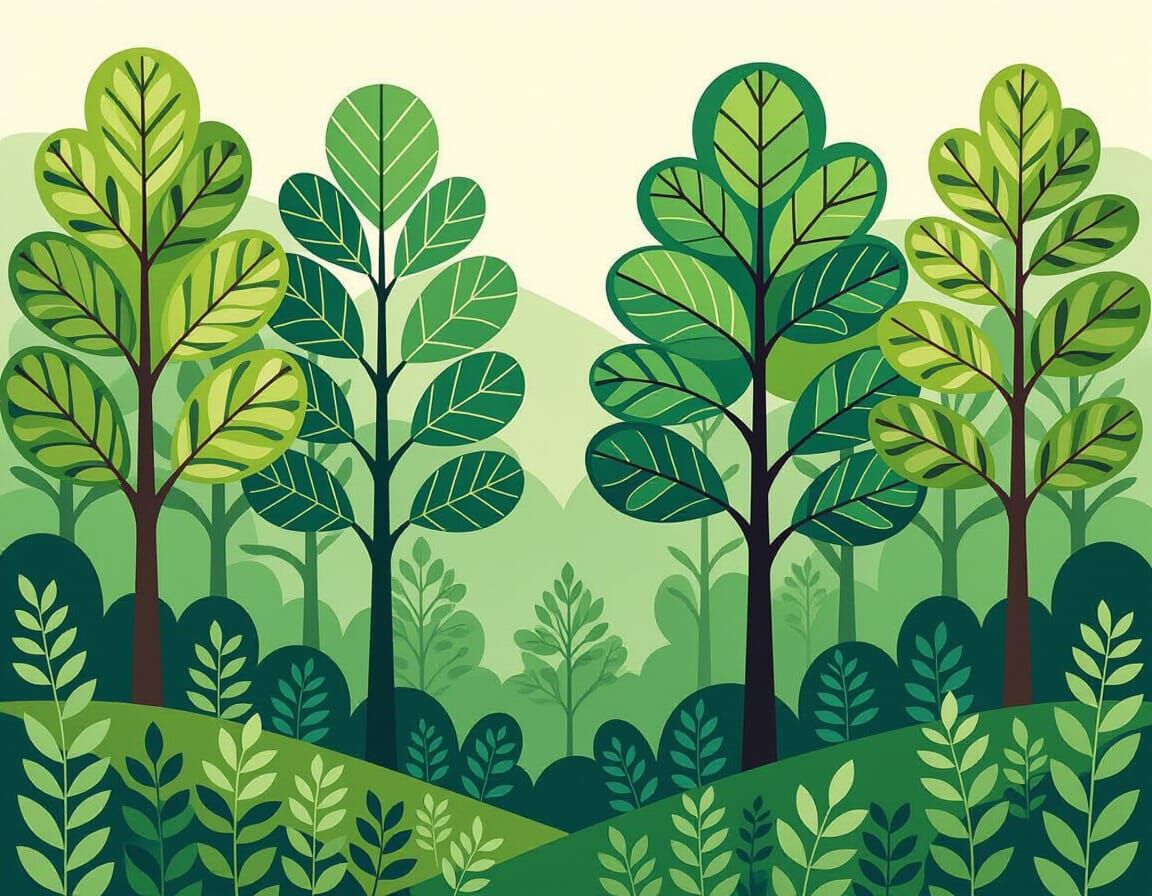 Zentangle Forest: Lush Foliage in Vibrant Greens