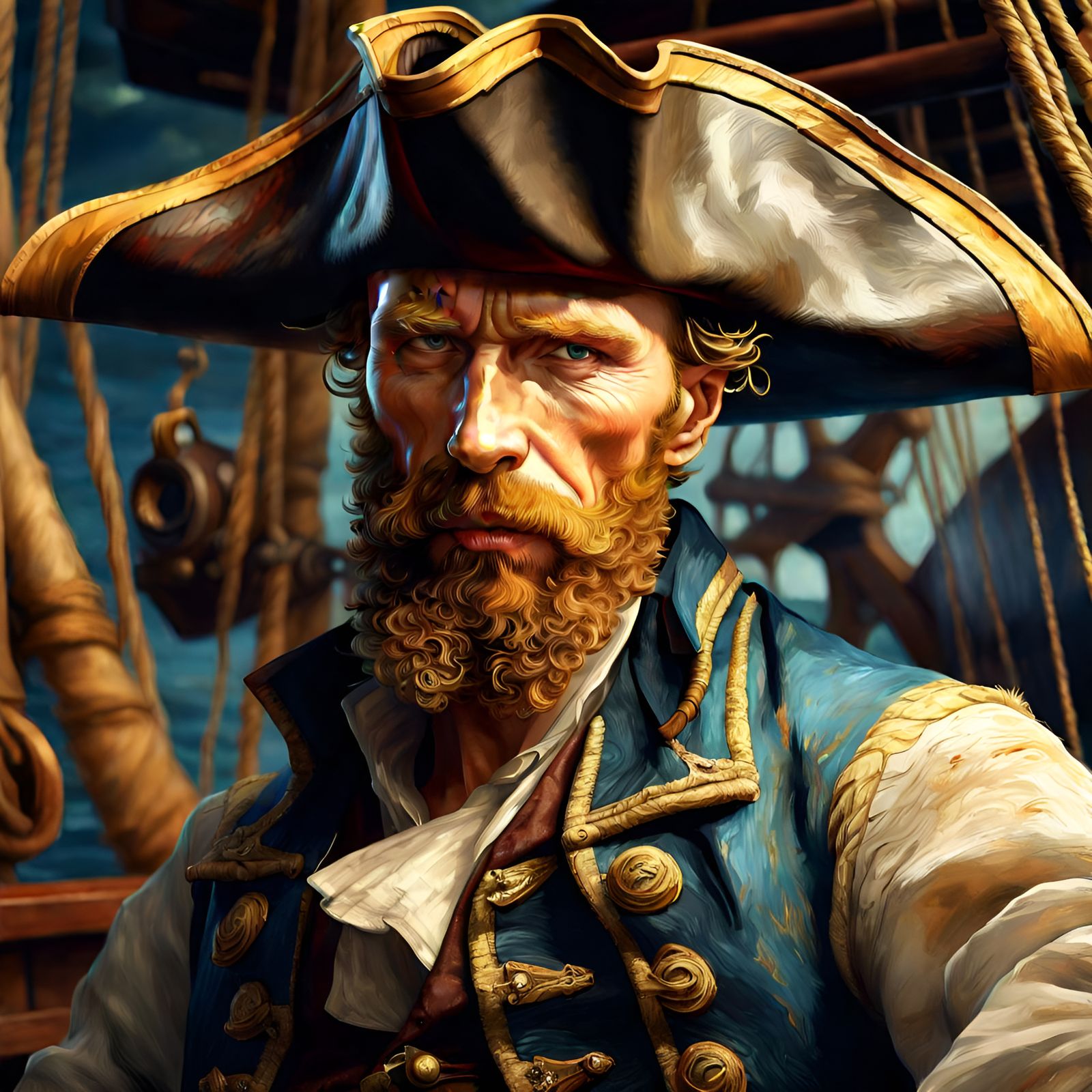 Pirate Captain Portrait in Digital Art Style