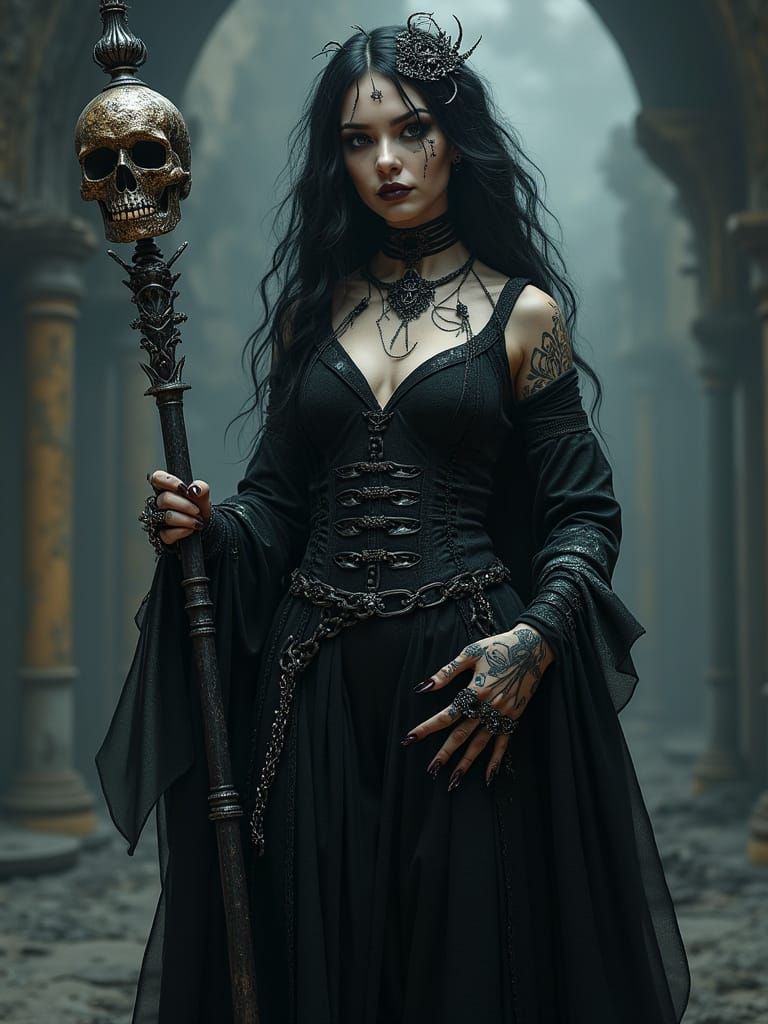 Ethereal Shadowmancer Portrait in Dark, Gothic Realism