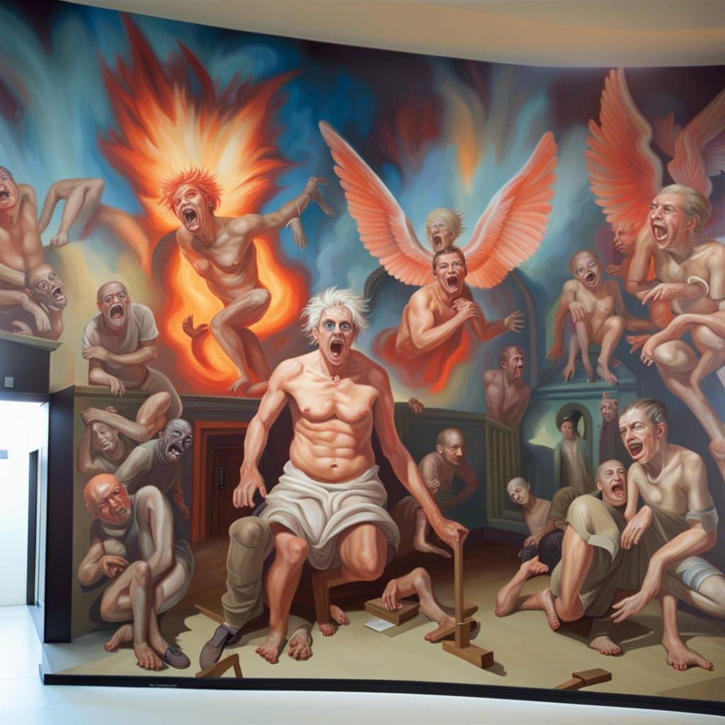 Modern mural Paint in a style of David LaChapelle, Greg Manc...