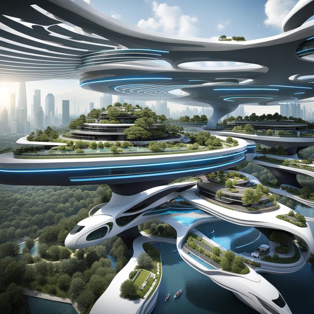 Futuristic Shanghai on a Floating Island