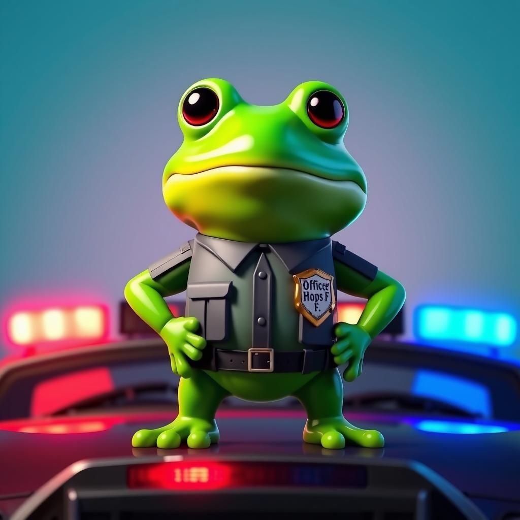 Chibi Frog Police Officer Jelly Sculpture