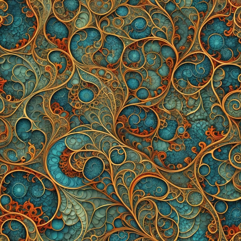 Abstract Vector Fractal with Complementary Colors