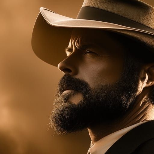 Cowboy Portrait with Smoke, Fine Art Style