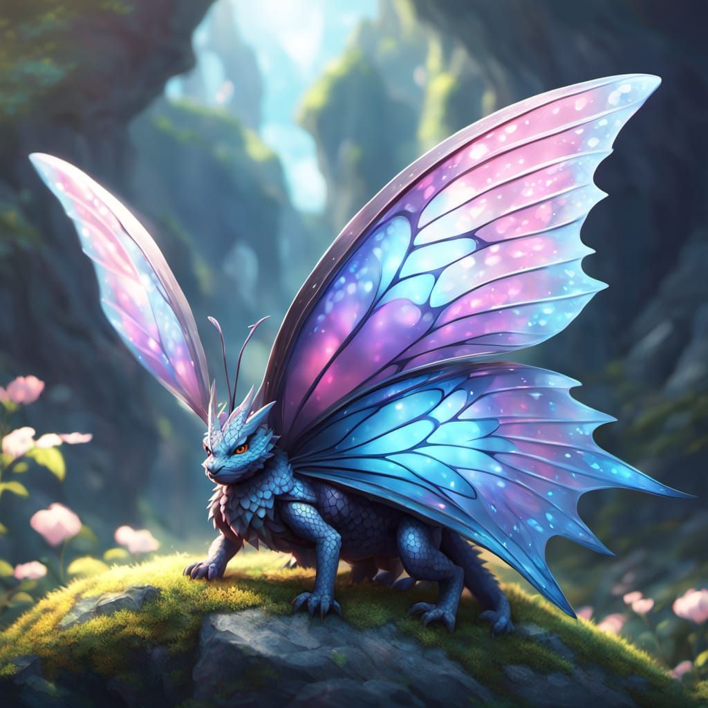 Majestic Anime Dragon with Butterfly Wings