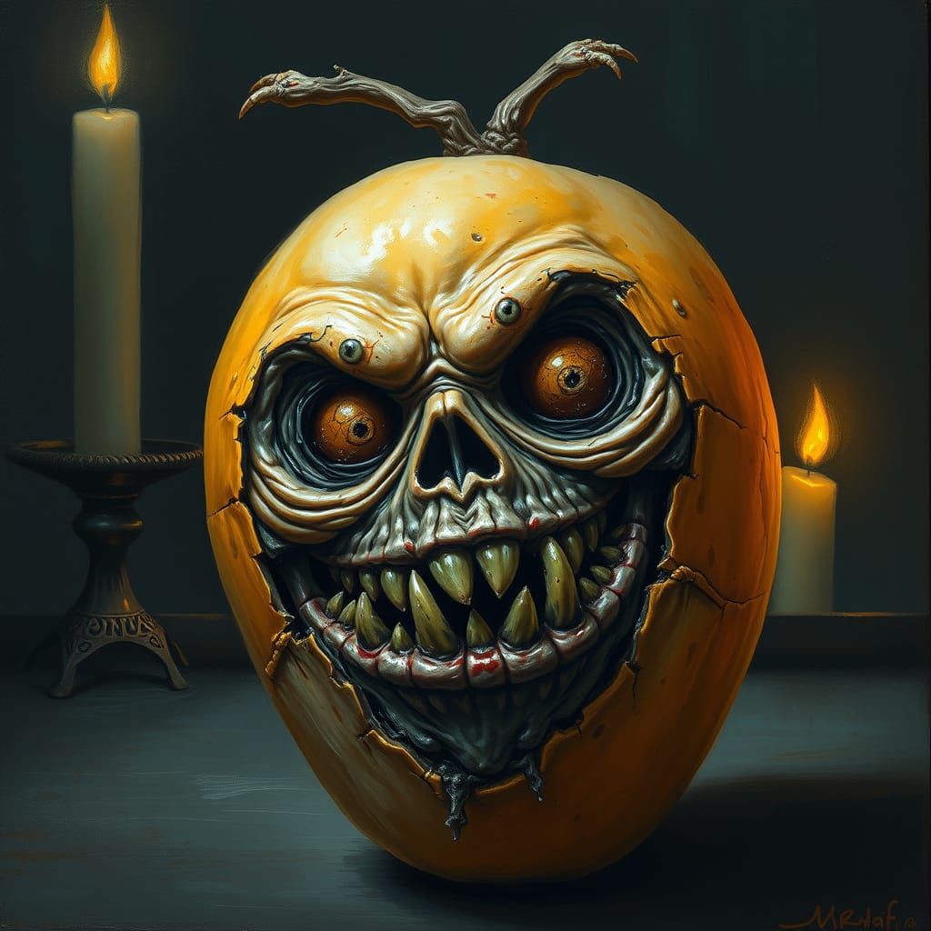 Macabre Mango Abomination in Dark Fantasy Style