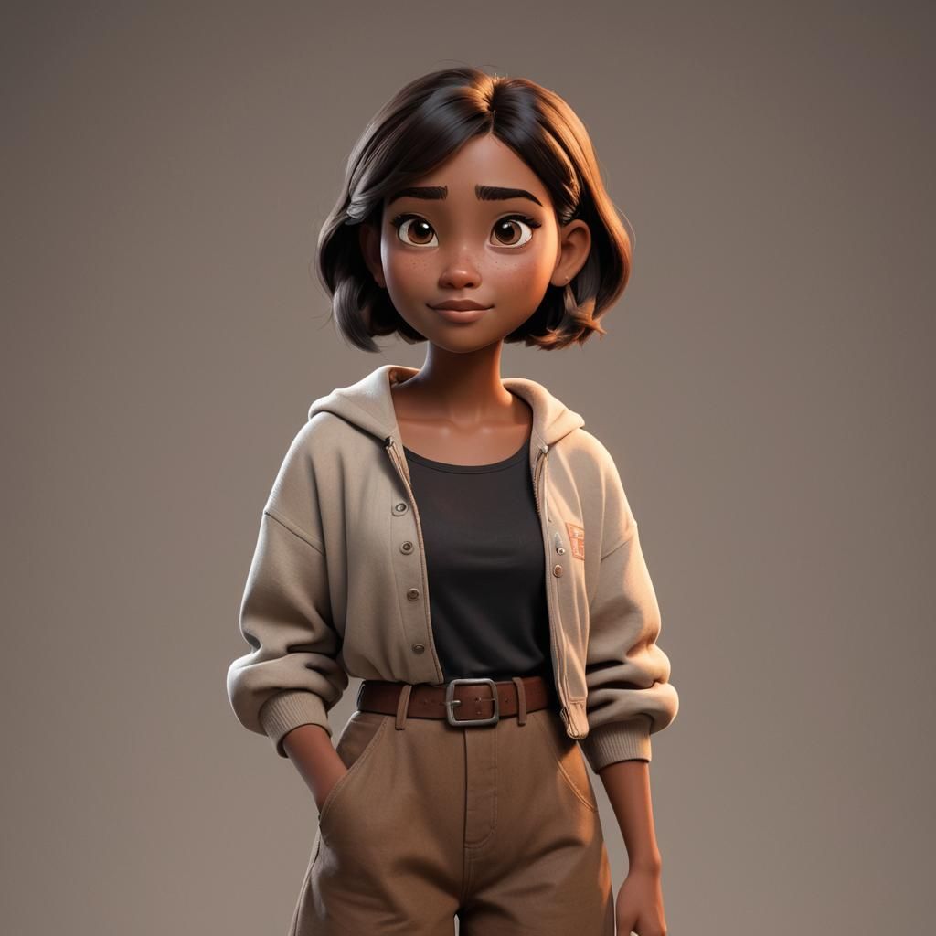 Pretty Girl with Beige Makeup in 3D Digital Art