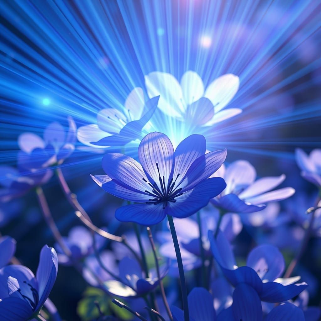 Nightshade Flowers Emit Blue Light: 3D Anime Art