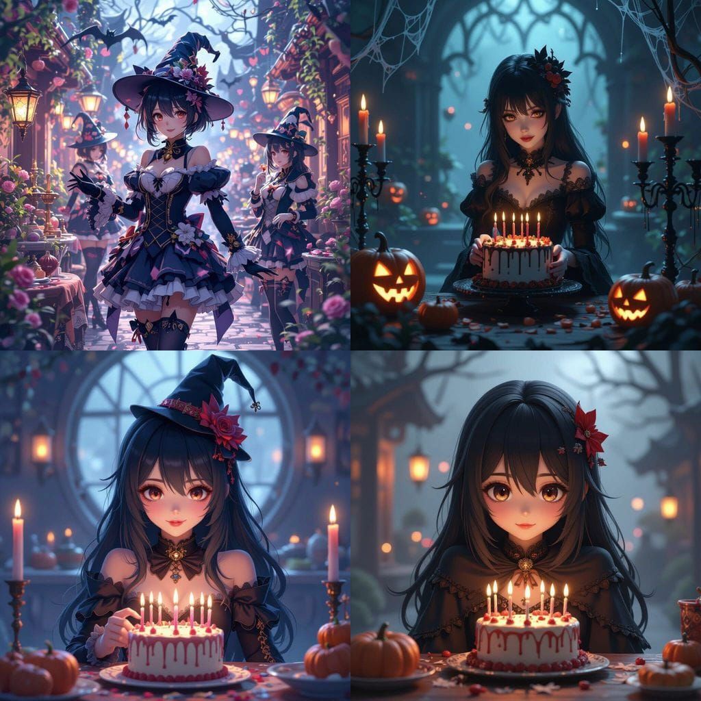 Enchanting Spooky Birthday Party in 3D Anime Style