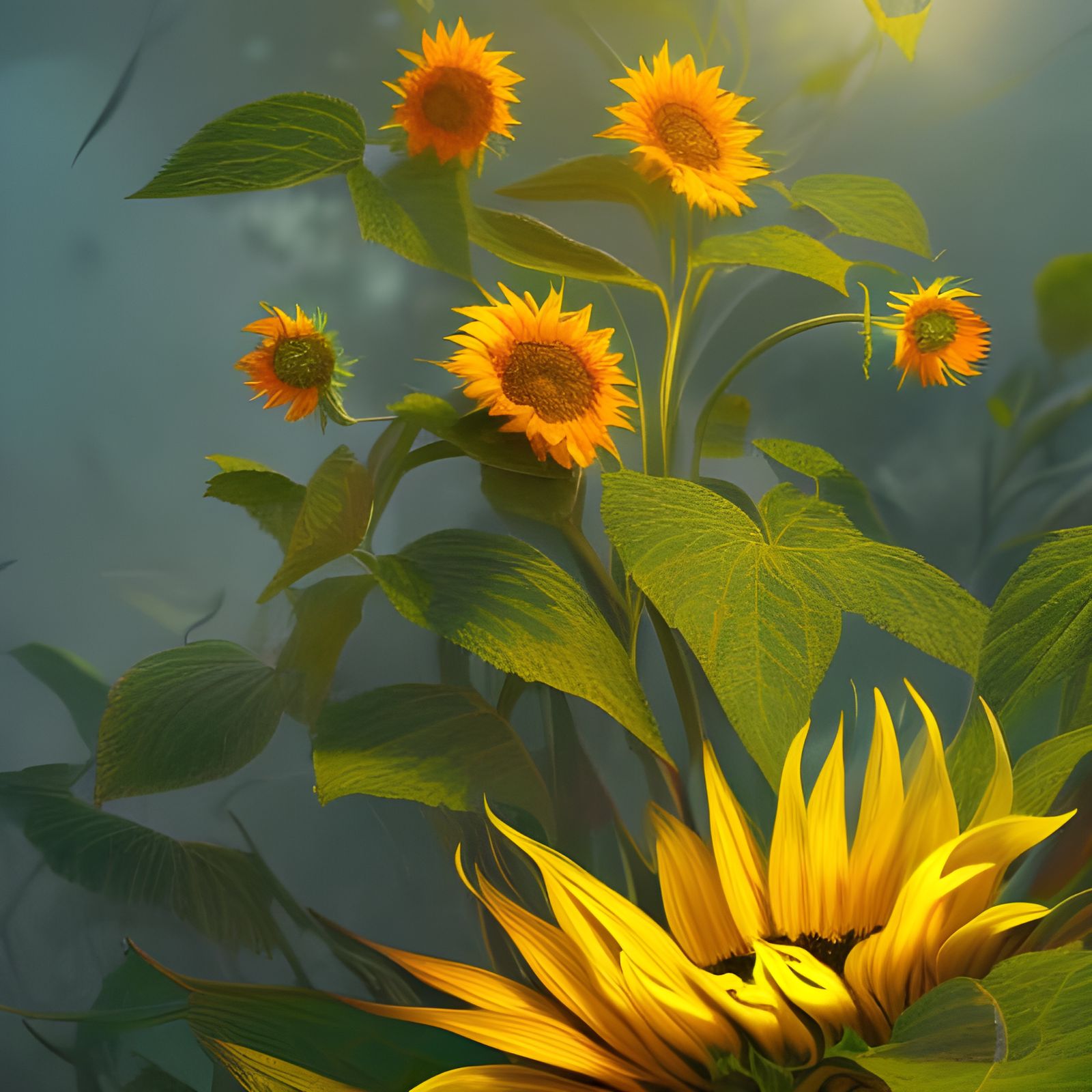 Vibrant Sunflower in Hyperdetailed Digital Art