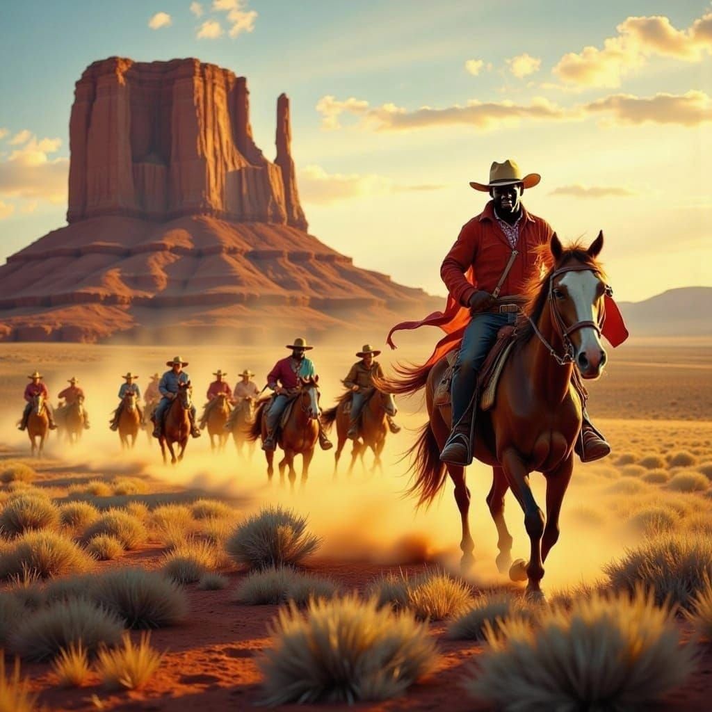 Cowboy Escapes With Stolen Money Across Western Landscape