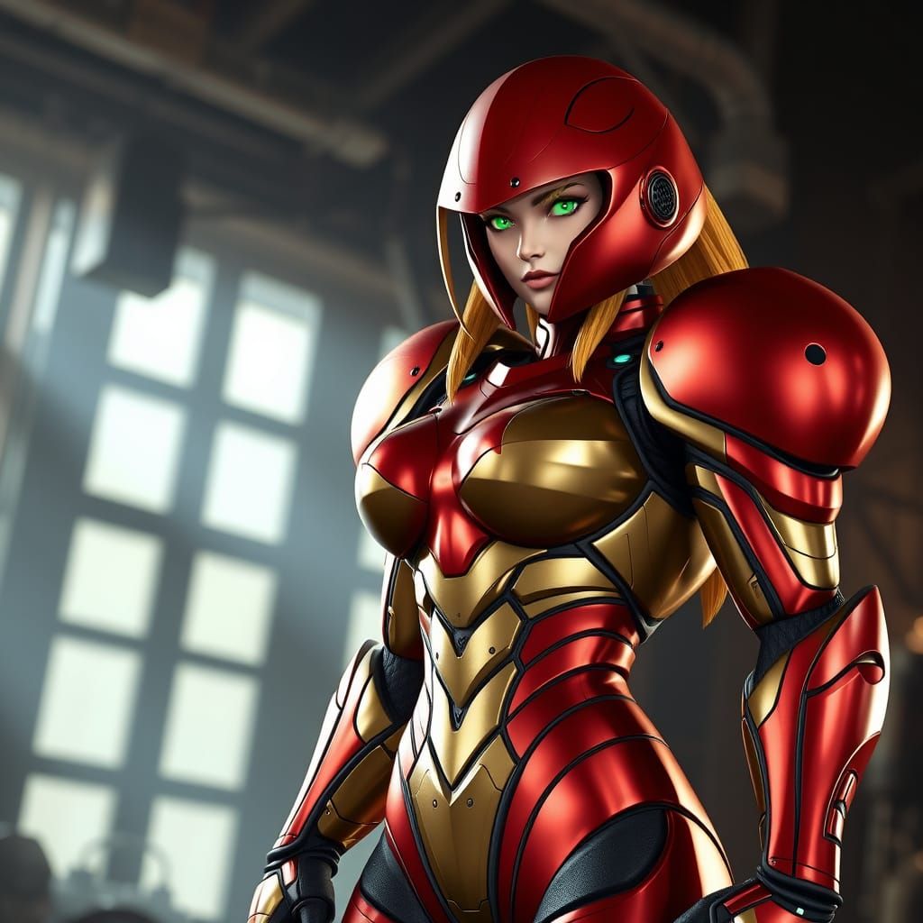 Gritty Cyberpunk Warrior in High-Tech Armor