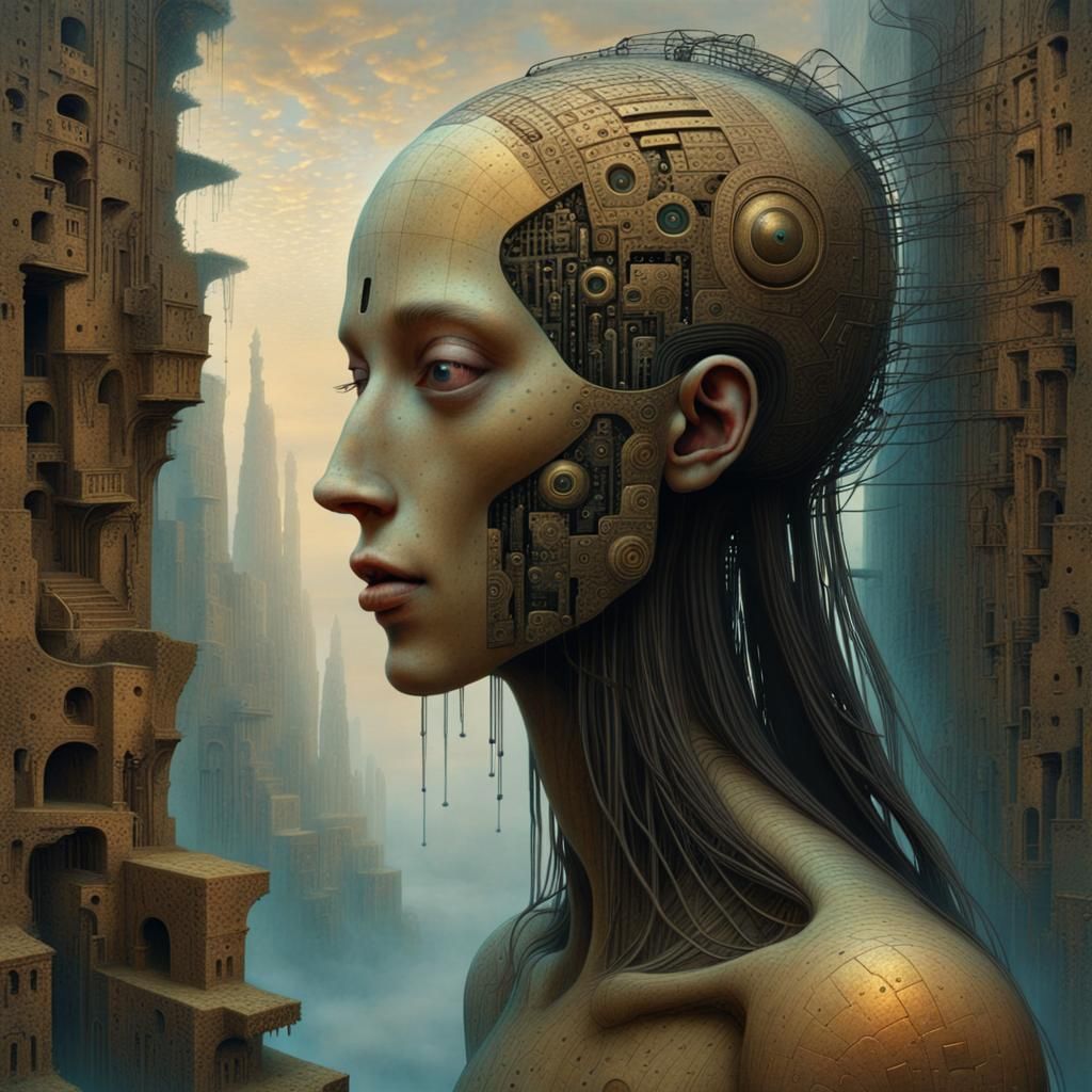 Biometric Echoes: A Cryptic Vision in Dystopian Style