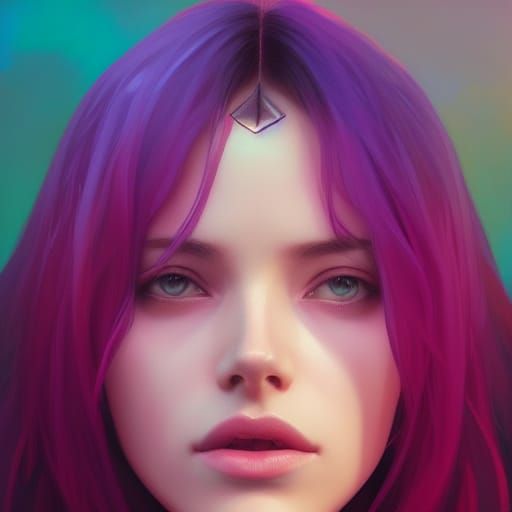 Magenta Portrait in Hyperdetailed Digital Art Style