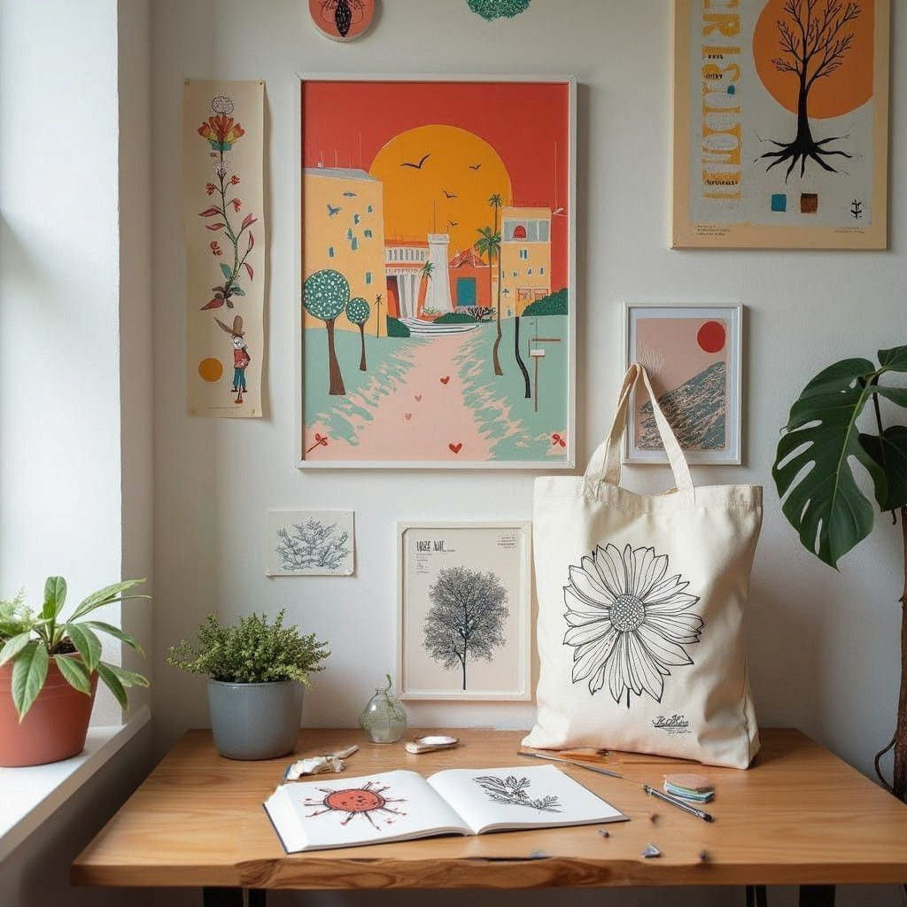 Minimalist Room Decor in Watercolor Pencil Style