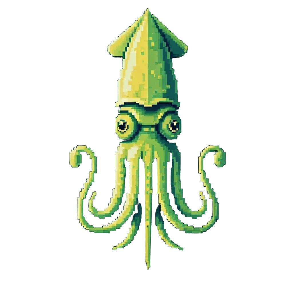 Colossal Squid in Simple Pixel Art Style