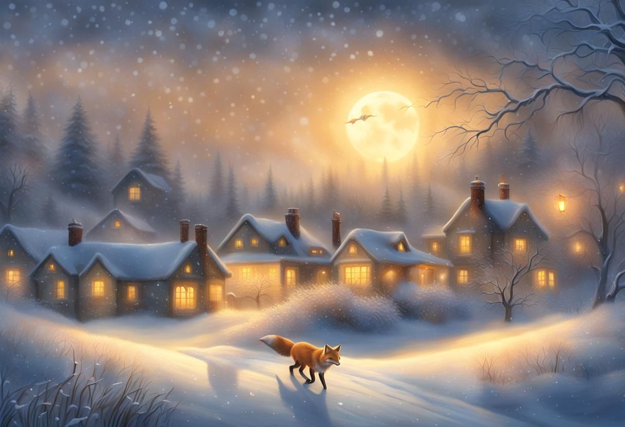 Fox in Winter Wonderland Digital Painting