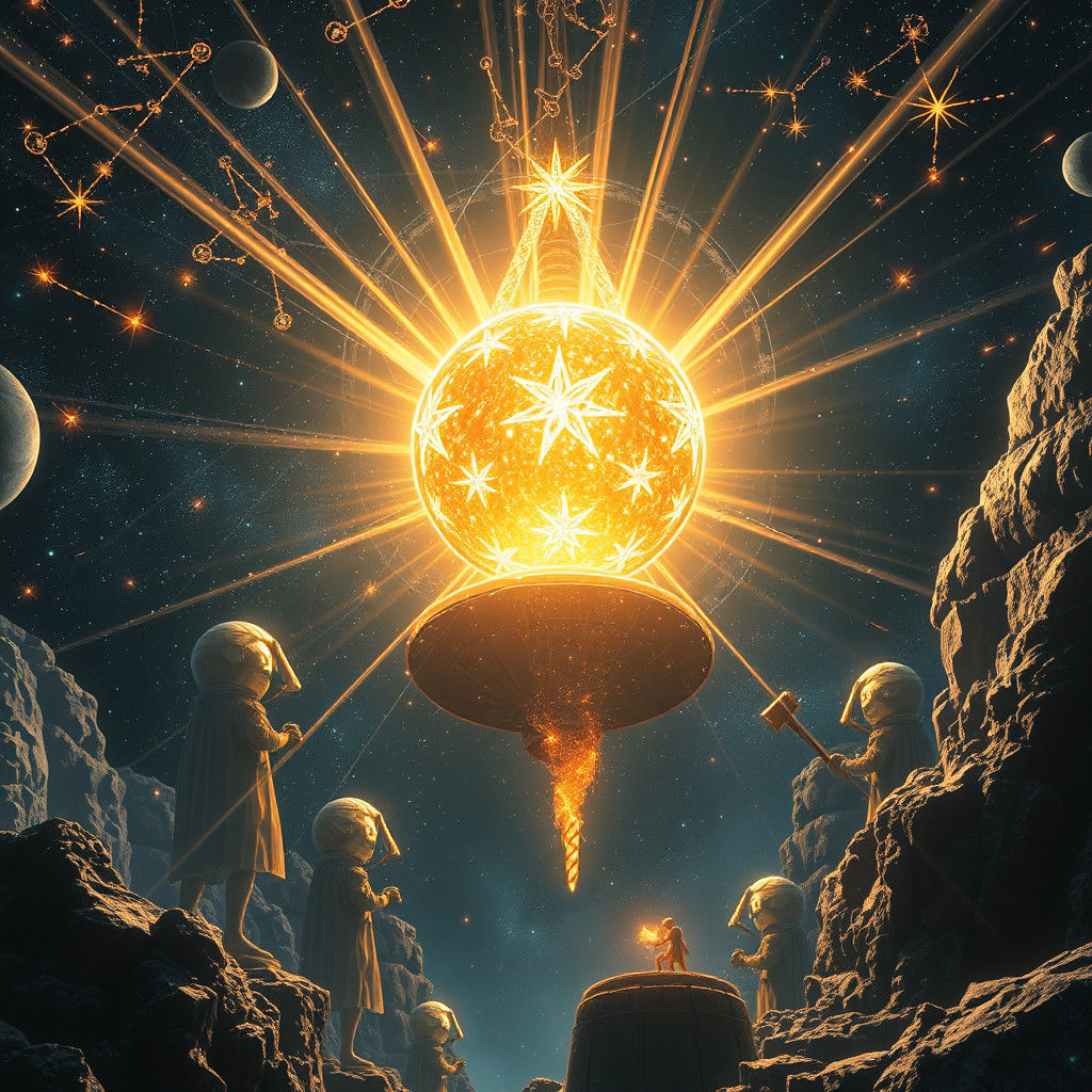 Celestial Star Forge: A Cosmic Christmas Scene