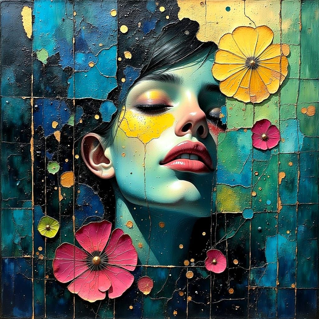 Textured Abstract Painting in Deep Jewel Tones