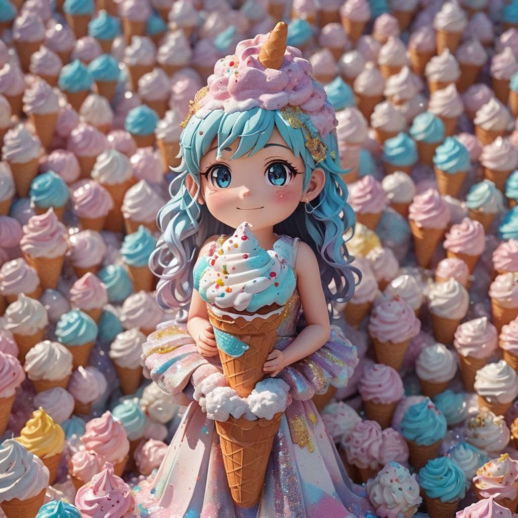 Anime Character with Ice Cream Hair Ornament